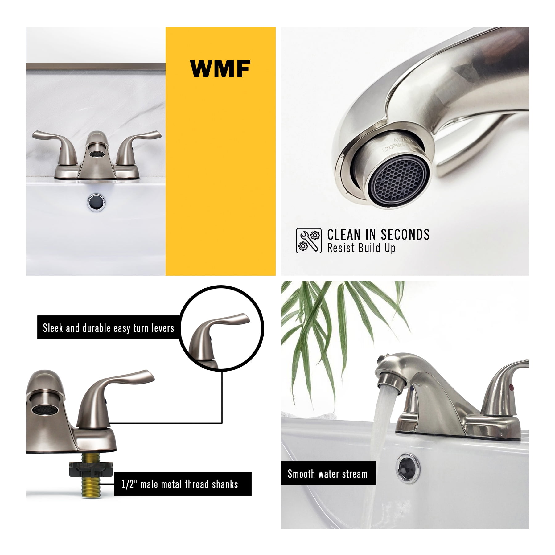 WMF Stainless Steel Silver 2-Handle Bathroom Sink Faucet