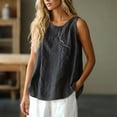 thumbnail image 2 of Unir Women Relaxed Sleeveless Casual Vest, Round Neck Embroidered Lightweight Tank Top, Washed Cotton Feel Summer Layering Blouse, Breathable Loose Fit Solid Color Shirt, Pink White Black Coffee, 2 of 4