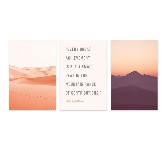wall26-3 Panel Canvas Wall Art - Pink Desert and Sunset and Inspirational Quotes - Giclee Print Gallery Wrap Modern Home Art Ready to Hang - 24"x36" x 3 Panels