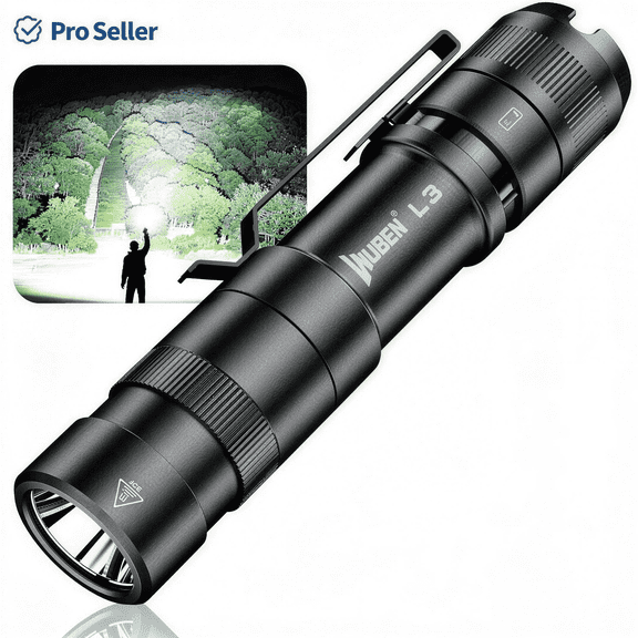 WUBEN L3 3000 Lumens Rechargeable Flashlight, USB-C Power Bank, 6 Modes, Waterproof Portable Flashlight for Camping, Emergency, Home and Outdoor Use