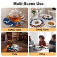 thumbnail image 2 of Japanese Style Round 13 Inch Placemats Set of 6, Blue Rustic Botanical Blossom Peony Birds HeatResistant Non Slip Place Mats for Dining Table, Wipeable Braided Kitchen Table Mats for Housewarming, 2 of 9