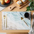 thumbnail image 2 of Ombre Brown Blue Placemats Set of 8, Summer Coastal Ocean Sea Beach Wave Placemats for Dining Table, Place Mats for Kitchen Tabletop, Waterproof Wipeable Dining Table Mats Set, 2 of 9
