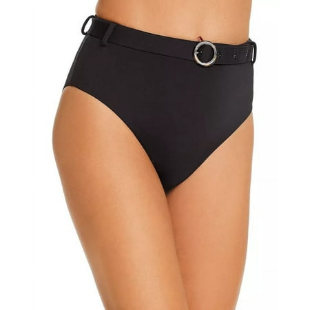 Aqua BLACK Belted High-Waist Bikini Swim Bottom  US Medium