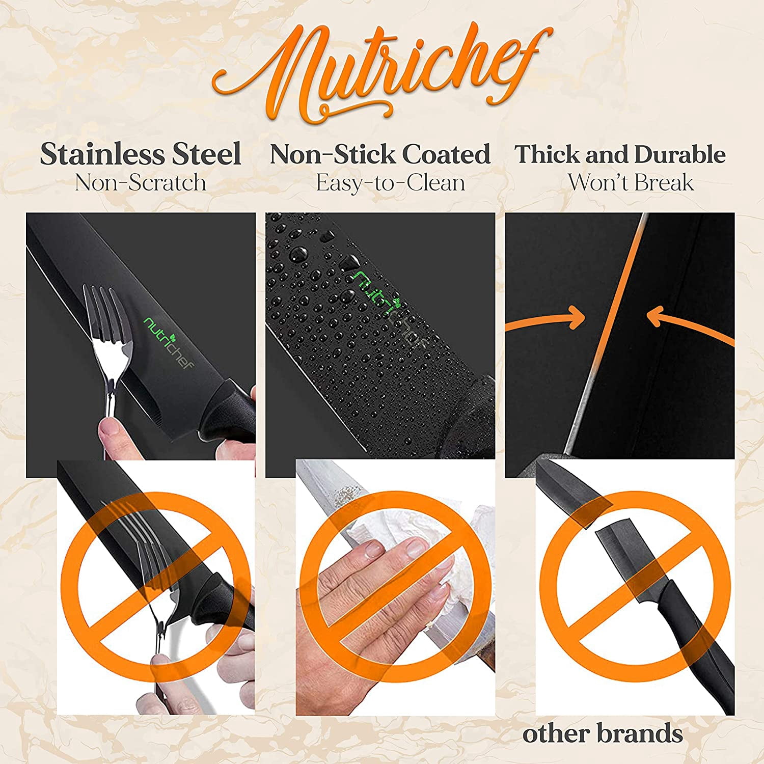 NutriChef 17-Piece Kitchen Precision Knives Set - Versatile Stainless Steel Knife Set with Blockstand , Ideal for Cutting, Slicing, Chopping, and Dicing