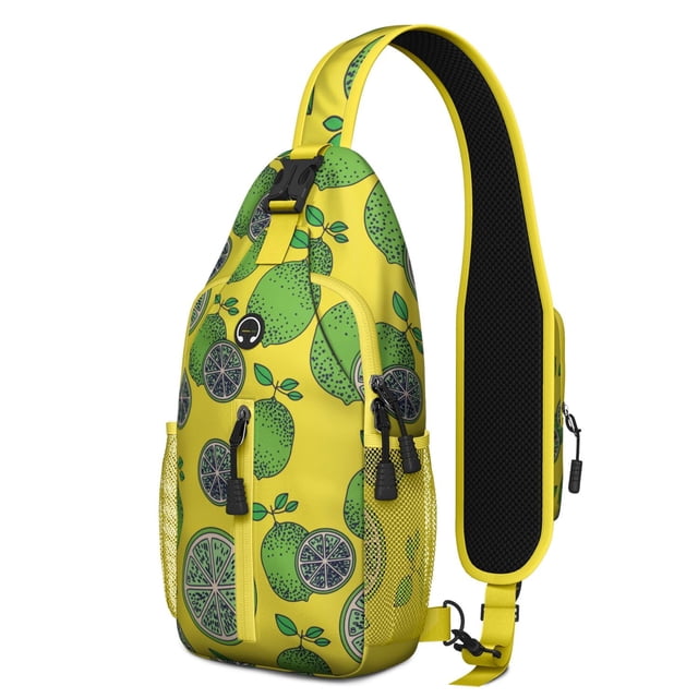 Sac à Dos Bandoulière Imprimé Citron Jaune et Floral, Design Mignon de Fruits d'Été, Sac de Jour Léger avec Style Vintage Rétro, Sangle Réglable