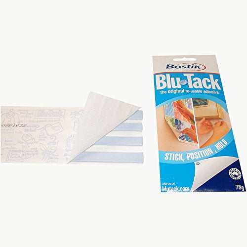 BOSTIK BLU TACK 50 STRIPS REUSABLE ADHESIVE PUTTY Tak Tac Blue 10 PACK x75G 