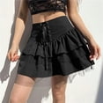 thumbnail image 5 of Women Gothic Pleated Plaid Skirt Lace Up Bandage High Waist Korean Harajuku Y2k Kawaii Sexy Mini A-line Skirts-White-S, 5 of 7