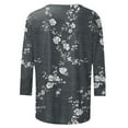 thumbnail image 5 of VBTAPA 3/4 Sleeve Tops for Women Summer Dressy Floral Print T-shirt Loose Casual Mid-length Pullover Blouse Lightning Sales Multicolor L, 5 of 6