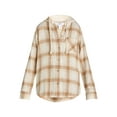 thumbnail image 4 of Time and Tru Women's Hooded Flannel Button Down Shirt with Long Sleeves, Sizes XS-XXXL, 4 of 5