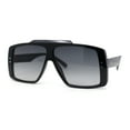 thumbnail image 2 of Stylish Mens Bold Squared Rectangle Flat Top Racer Plastic Sunglasses Black - Smoke, 2 of 4