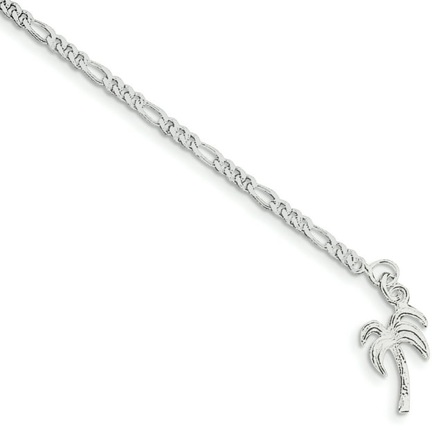 Bracelet Cheville Palmier en Argent Sterling 925 Bord de Mer