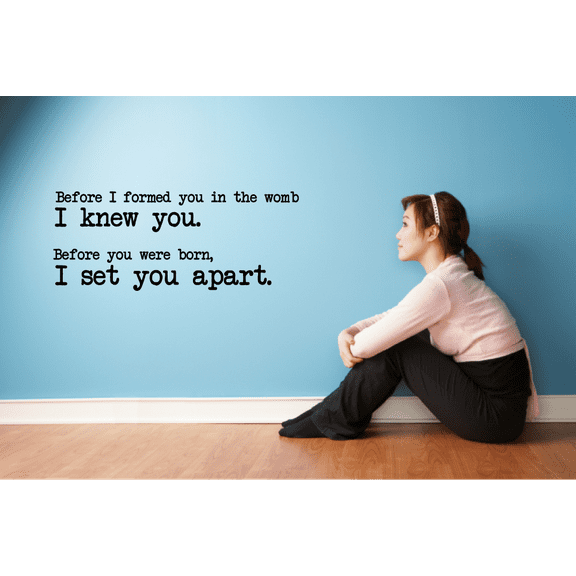 Bible Verse I Knew You Jeremiah 1:5 Religious Religion Christ Saying Motivational Quote Wall Decal Wall Art Designs Stickers for Home Room House Decor Vinyl Wall Sticker Decoration (20x16 inch)