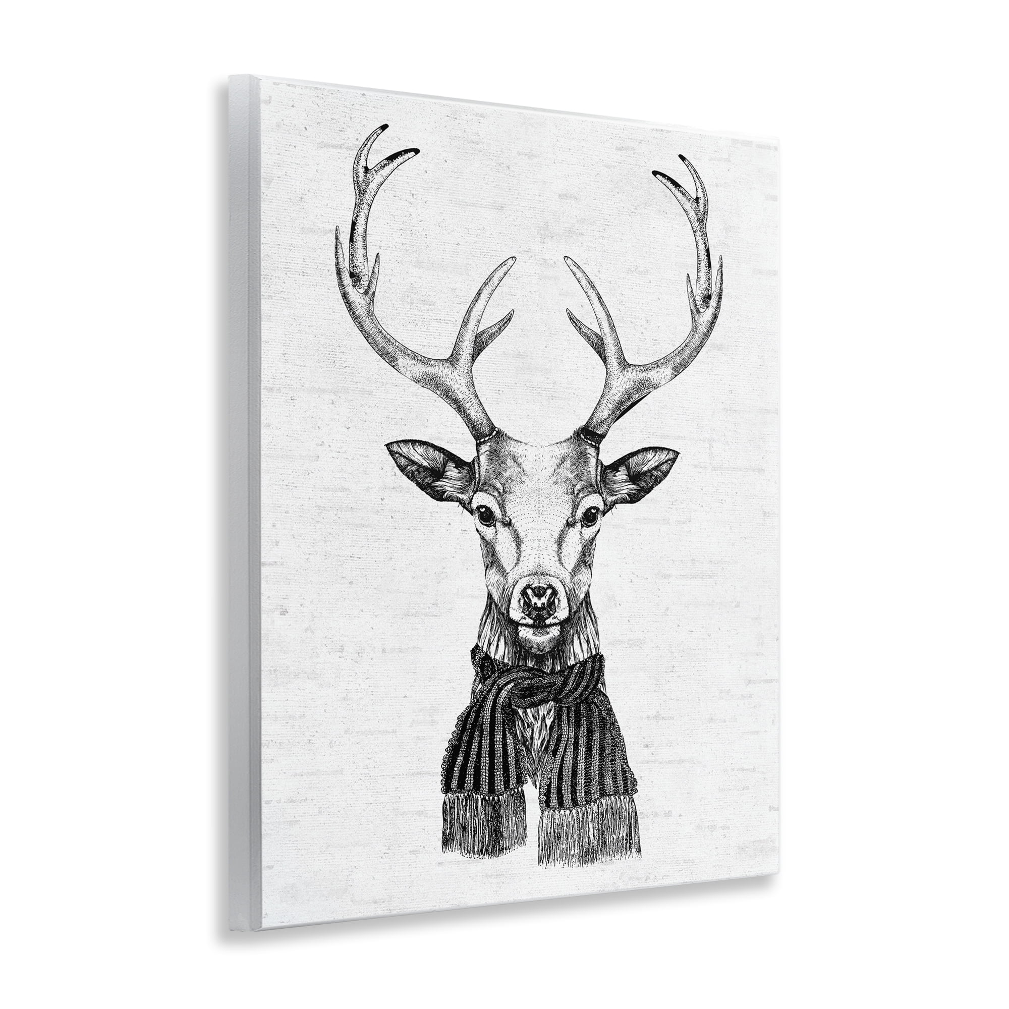 Stupell Industries Monochrome Holiday Deer Animals & Insects Painting Unframed Art Print Wall Art, 11 x 14
