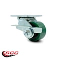thumbnail image 2 of 3.25 Inch Green Poly on Cast Iron Swivel Caster with Roller Bearing and Brake, 2 of 2