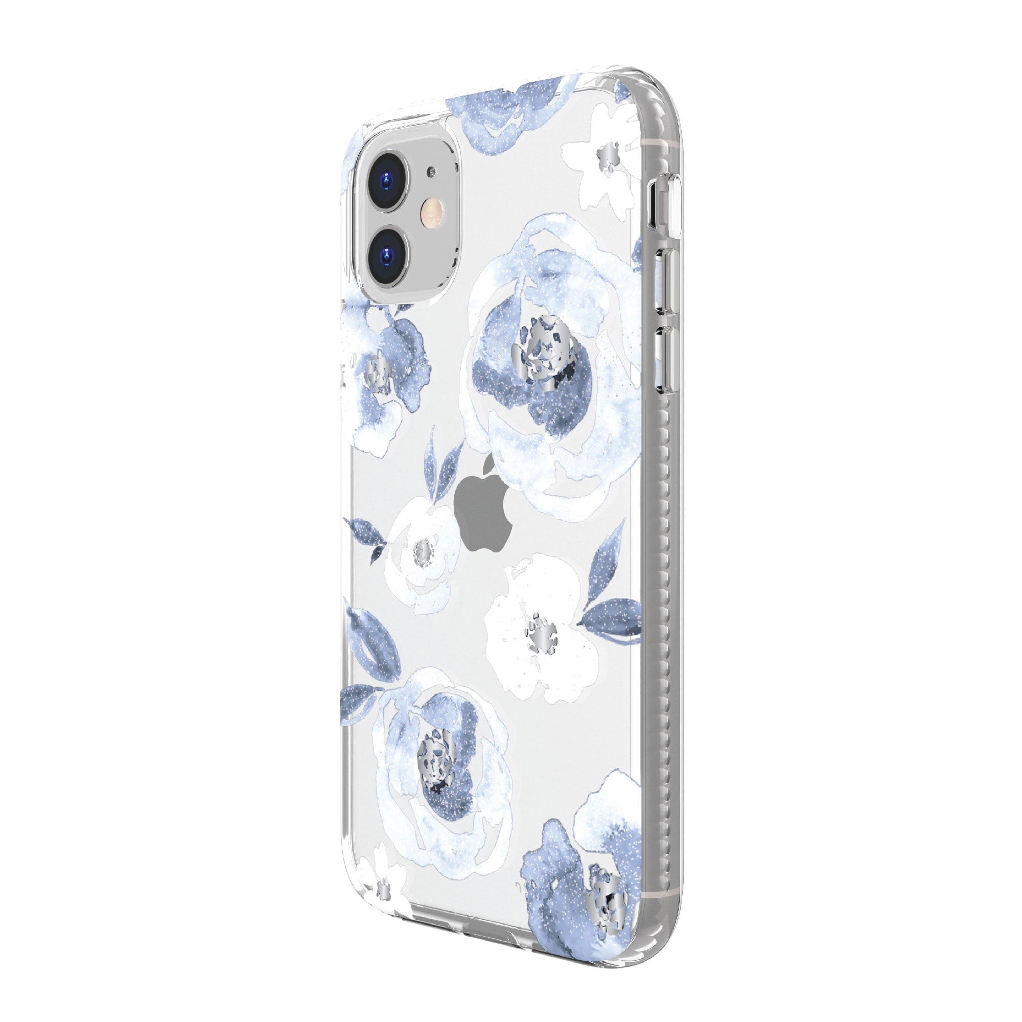 onn. Blue Floral with Glitter Phone Case for iPhone 11 / iPhone XR