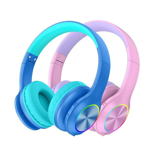 Auriculares inalámbricos para niños Candy Bila CB01 con micrófono LED azul/rosa