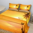 thumbnail image 2 of Ambesonne Tropical Fitted & Top Sheet Set with Shams, Wooden Deck Sunset, Orange Brown, 2 of 8