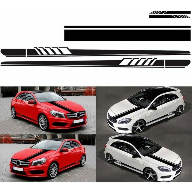 5 pegatinas para coche, pegatinas para capó, pegatinas de rayas de carreras, pegatinas para parachoques de coche (negro)