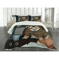 thumbnail image 3 of Ambesonne English Bulldog Quilted Bedspread Set 3 Pcs, Detective Dog, Queen Size, Multicolor, 3 of 5