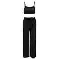 thumbnail image 4 of qolati Womens Pajamas Set 3 Piece Sleewear Pjs Outfits Comfy Crop Tank Tops High Waist Pant and Long Cardigan Sweatsuit Loungewear Set, 4 of 5