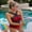 Red, variant on Summer Women Solid Swimwear One-piece Swimsuit Cross Shoulder Straps Beachwear