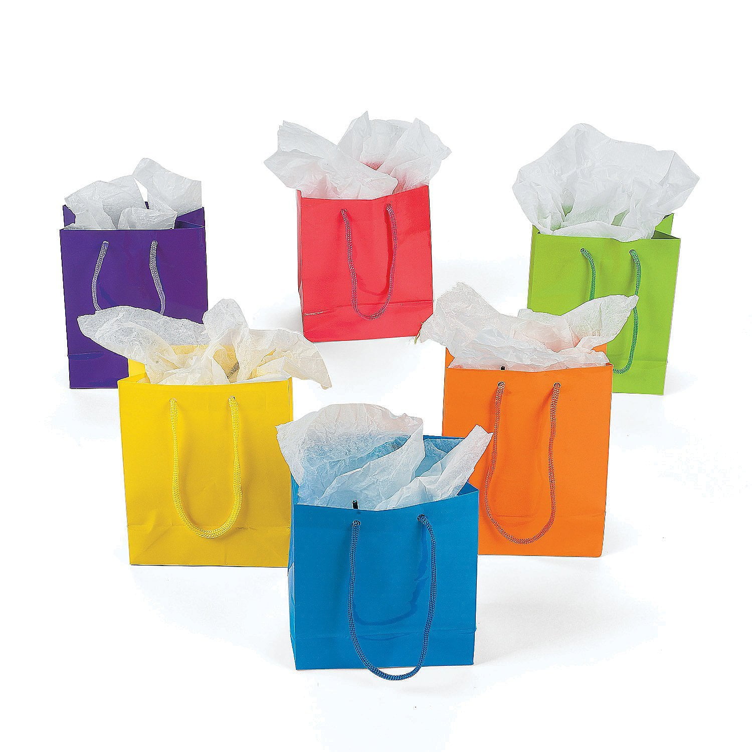 Paper Gift Party Bags (Lot of 12), Small, Bright Neon, Each bag