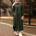 thumbnail image 2 of Women's Long Sleeve Button Down Abaya Casual Dress Dubai Outfits, 2 of 2