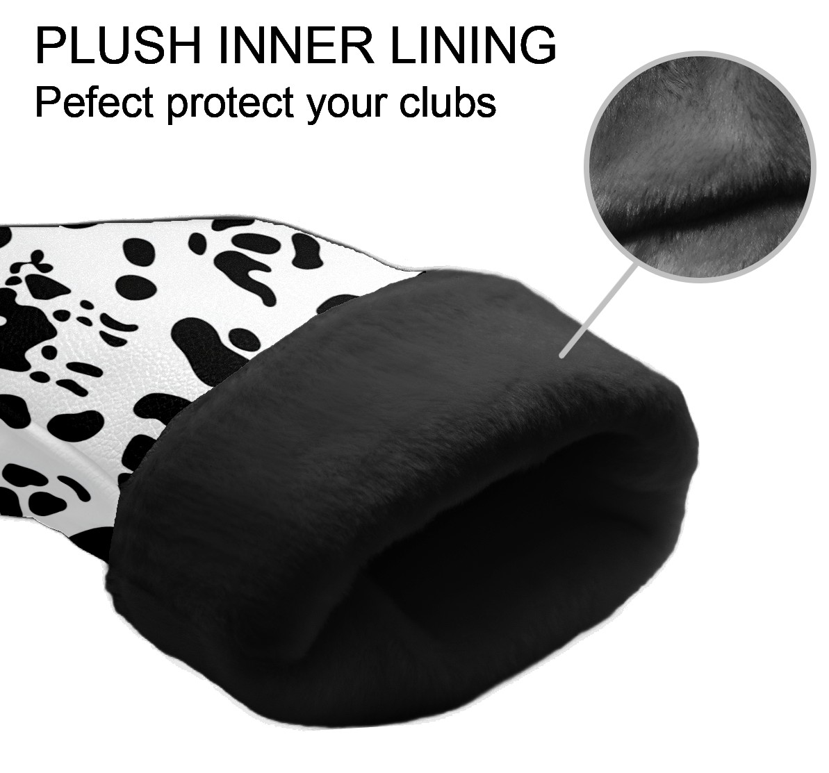 Golf Club Covers PU Leather Waterproof Head Covers for Fairway Woods Hybrids Cow Pattern