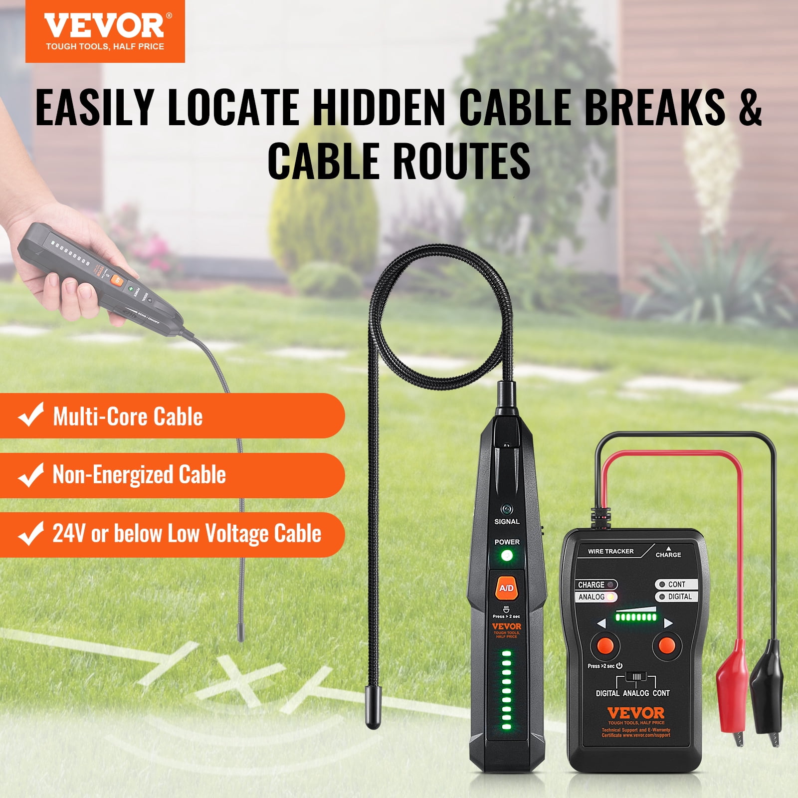 KFFKFF Underground Cable Locator 6.5 FT Max. Detection Depth Wire Break Detector for Pet Fence Buried Sprinkler Valve and for Locating Irrigation Tone Generator Kit
