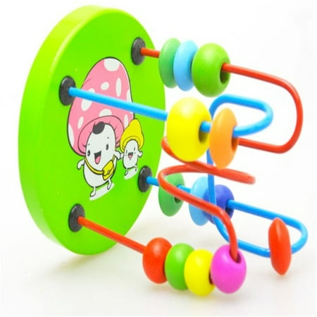 1Pcs Colorful Wooden Mini Around Beads Wooden Educational Game Toy Wooden Bead Roller Coaster in Assorted Colors for Baby Kids Toddler,Perfect Gift for 1-3 Years