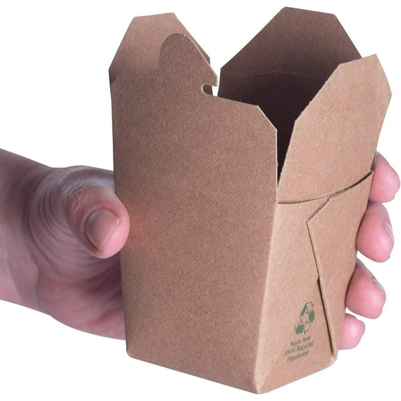 Microwavable Brown Chinese 8 oz Take Out Boxes. 50 Pack by Avant Grub. Stackable Pails Are Recyclable. Ideal Leak And Grease Resistant Pint Size To Go Container For Restaurants and Food Service.