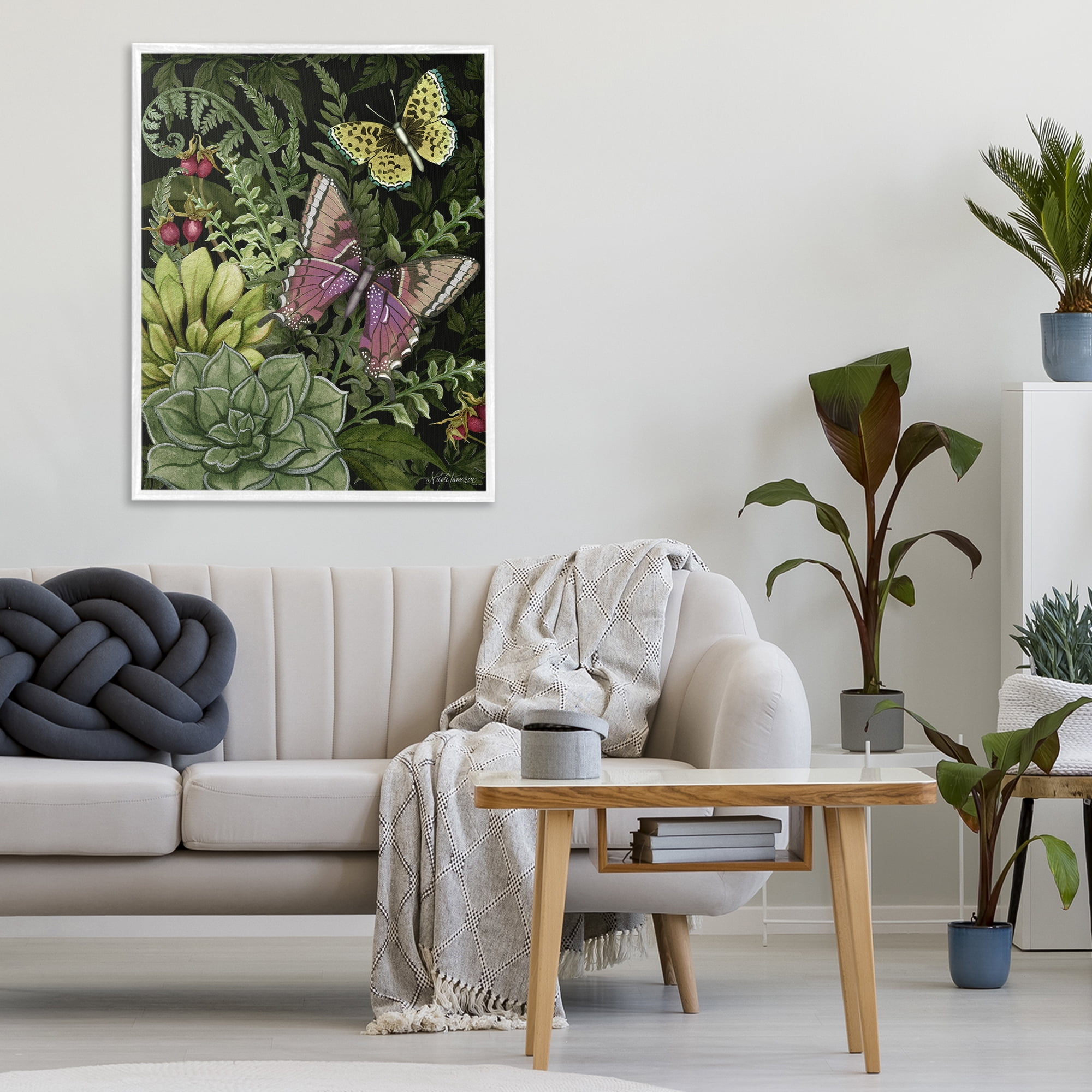 Stupell Industries Dark Succulents Midnight Garden White Framed Giclee Art, design by Nicole Tamarin