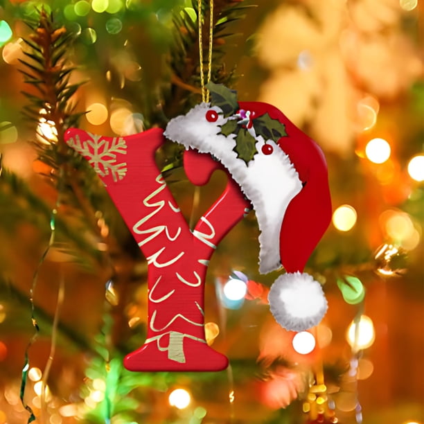 Uuiauoio Personalized Acrylic Christmas Alphabet Ornaments DIY Holiday Decor with Festive Symbols for Home Tree Hanging Decoration