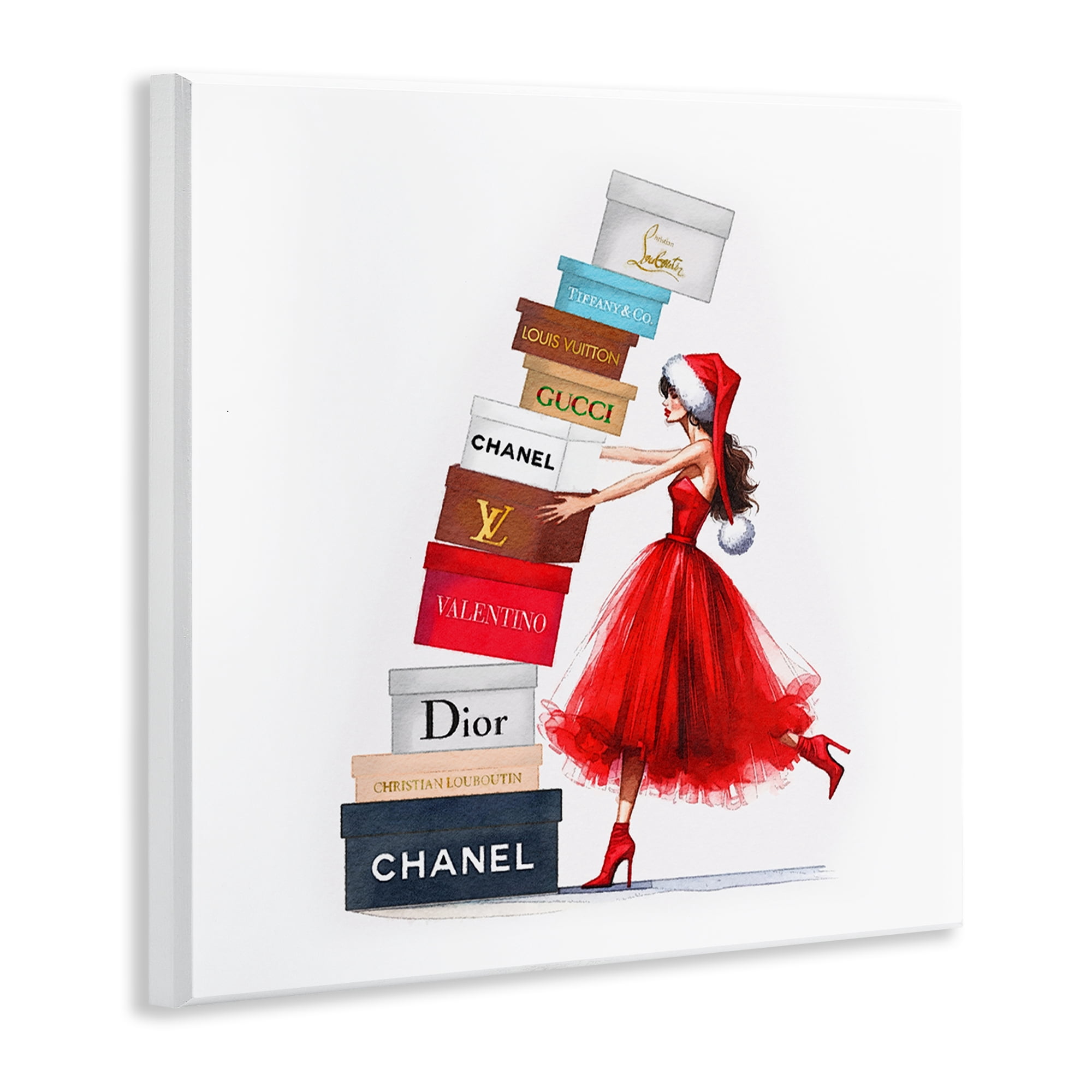 Stupell Industries Christmas Shopping Boxes Holiday Painting Unframed Art Prints Wall Art, 12 x 12