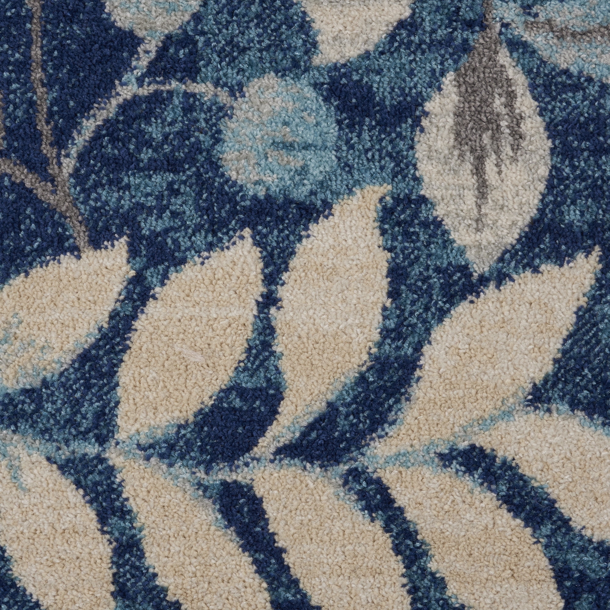 Serene Contemporary Botanical Navy 2' x 4' Area Rug, (2' x 4')
