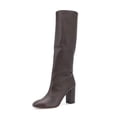 thumbnail image 2 of YDN Women Comfort Round Closed Toe Knee High Boots Pull On Wide Calf Classic Chunky Block Heels Fall Winter Dressy Shoes Size 7 Brown, 2 of 4