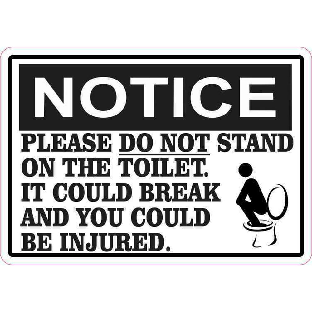 5in x 3.5in Notice Please Do Not Stand on the Toilet Sticker Restroom