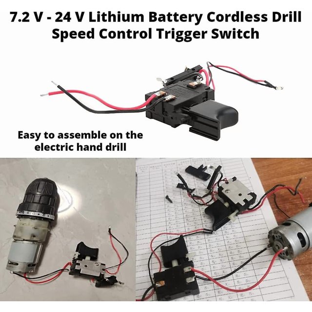 Trigger Switch Lithium Battery Wireless Speed Drill Speed Control, 7.2-24V Electric Drill Trigger Switch