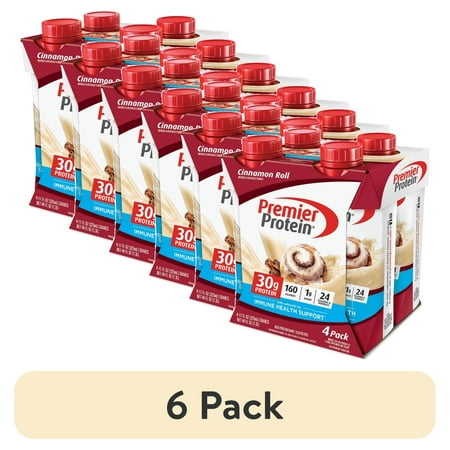 (6 pack) Premier Protein Shake, Cinnamon Roll, 30g Protein, 11 Fl Oz, 4 Ct