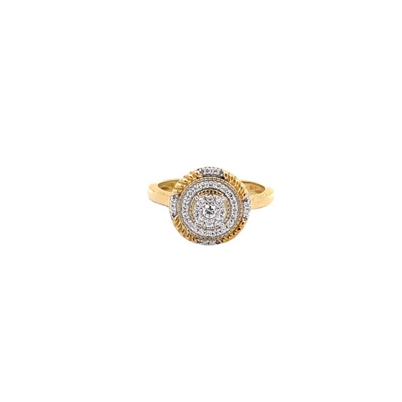 Araiya Fine Jewelry 10K Yellow Gold Round-shape Diamond Cluster Halo Engagement Ring (1/4 Cttw, I-J Color, I2-I3 Clarity) Size 6.5