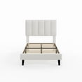 thumbnail image 1 of Queen Size Suede Upholstered Platform Bed Frame – Adjustable Tufted Headboard, Sturdy Noise-Free Support, No Box Spring Needed, Easy Assembly – White, 1 of 8