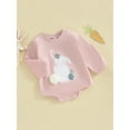 thumbnail image 2 of Bagilaanoe Newborn Baby Girl Easter Romper Sweatshirt Long Sleeve Bodysuits Print Pullover 6M 12M 18M 24M Infant Casual Tee Tops, 2 of 8