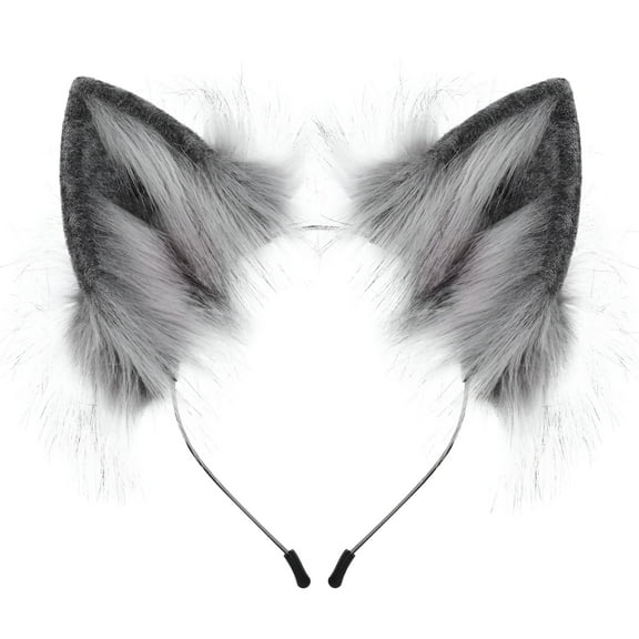 VANIDO Handmade Wolf Ears Headband Unique Accessory for Festivals and Parties Headbands for Women Dark Gray