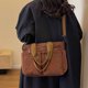 thumbnail image 2 of Minnieouse Bolso de hombro sencillo para mujer, tela de pana a la moda, plegable y fácil de llevar, bolso a rayas Bolsas de mensajero y de hombro color café, 2 of 6