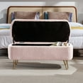 thumbnail image 5 of Syngar Entryway Bench with Storage for Bedroom, Living Room, and End of Bed, Faux Fur Ottoman Foot Rest with Storage,Upholstered Bench with Storage with Metal Leg,Pink, 5 of 10