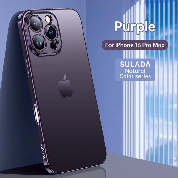 ELEHOLD Case for iPhone 16 Pro,Luxury Electroplated Matte Anti-Fingerprint Anti-Yellowing Case, Full Camera Protection Case,Darkpurple