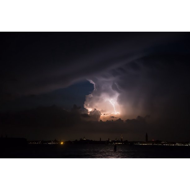 Clouds Dark Sky Ocean Night Storm Sea Lightning 12 Inch By 18 Inch Laminated Poster With Bright Colors And Vivid Imagery Fits Perfectly In Many Attractive Frames Walmart Com Walmart Com