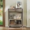 thumbnail image 2 of Catrimown Coffee Cart, Coffee Bar Microwave Cart with Storage, Coffee Cart Station, Wash Grey, 2 of 8