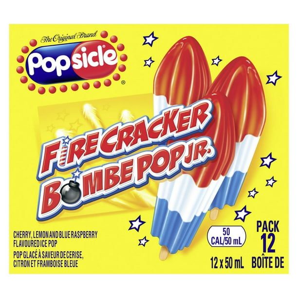 Popsicle Firecracker Cherry, Lemon, & Blue Raspberry Ice Pops, 12