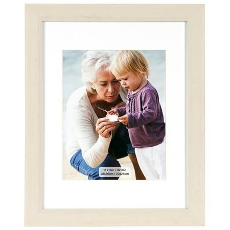 11x14 Distressed Ivory Tabletop Frame With White Mat For 8x10